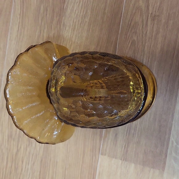 LVintage Amber Glass Turkey on Nest Compote Candy Dish MCM Glassware - Picture 2 of 7